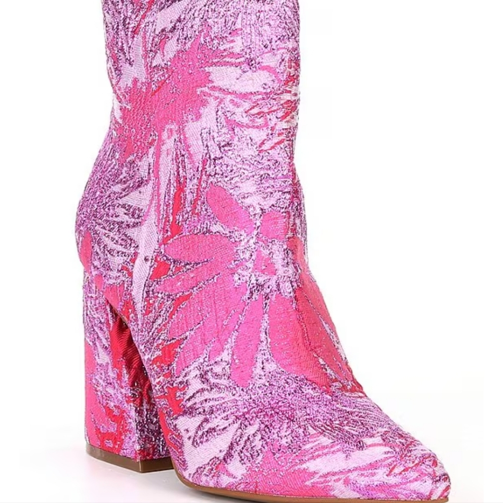 Gianni Bini Callen Floral Brocade Block Heel Booties